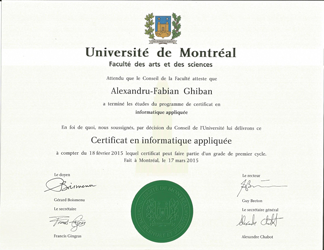 Certificate of Applied Computer Science